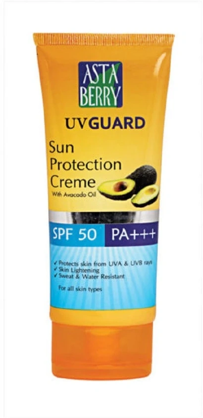 ASTABERRY Sunscreen - SPF 50 PA+++ UV GUARD Sun Protection Creme 100ml (With Avacoda oil)